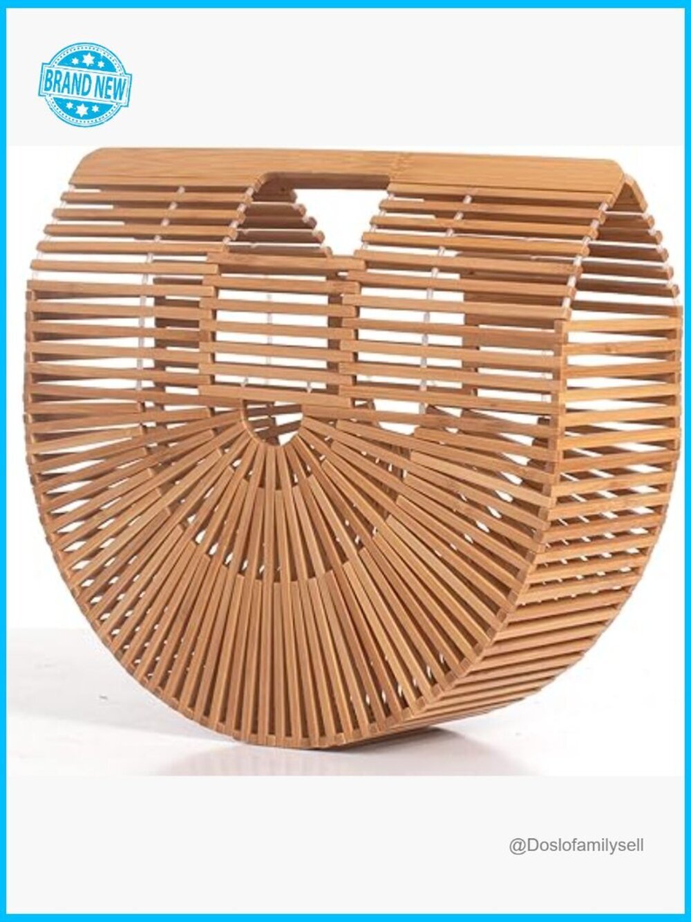 Bamboo Tote Handbag Woven Straw Purse Summer Beach Bag Retro Handmade